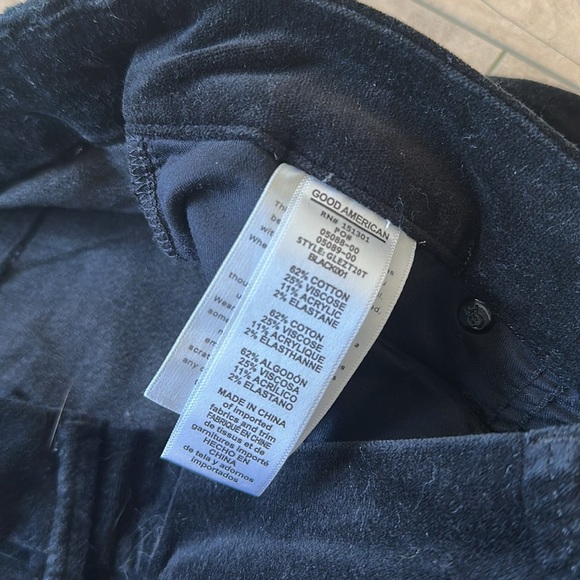 NWT Good American Good Legs Exposed Zipper Black Velvet - Size 12 / 31 - Picture 5 of 6